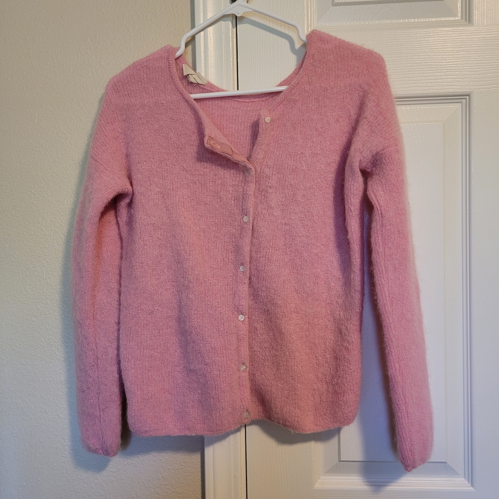 Sezane Gaspard Soft Pink Cardigan Sweater